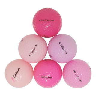 Pink Rubber Crystal Assorted Recycled Golf Balls with Free Bucket (Case of 50)
