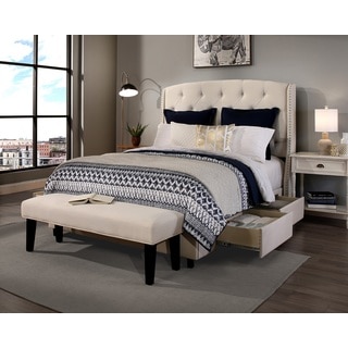 Republic Design House Peyton Ivory King/Cal King Headboard, Storage bed and Bench Collection