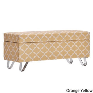 Tangier Moroccan Print Fabric Lift Top Storage Bench with Metal Legs by INSPIRE Q