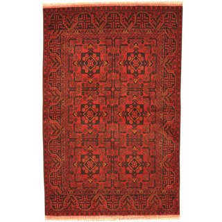 Herat Oriental Afghan Hand-knotted Vegetable Dye Khal Mohammadi Wool Rug (4'2 x 6'4)