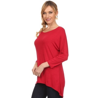 Women's Solid Rayon and Spandex Dolman Top