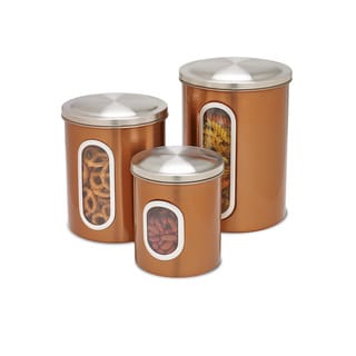 3pk metal storage canisters, copper