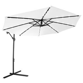 Trademark Innovations White Polyester and Steel 10-feet Deluxe Offset Patio Umbrella