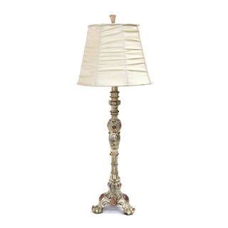 Elegant Designs Antique-style Buffet Table Lamp with Cream Ruched Shade