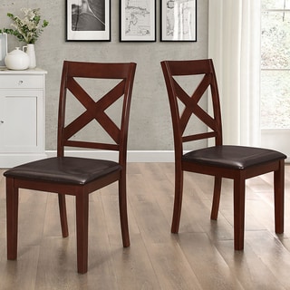 Solid Wood X-Back Padded Dining Chairs - Set of 2 - Espresso