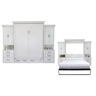 Empire Antique White Queen-size Murphy Bed and Double Pier Cabinet Set