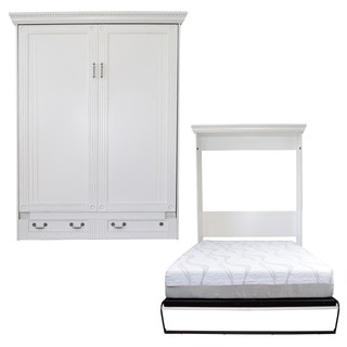 Empire Queen-size Antique White Hand Detailed Murphy Bed