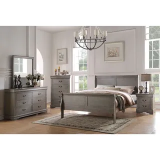 ACME Furniture Louis Philippe Bed, Antique Grey