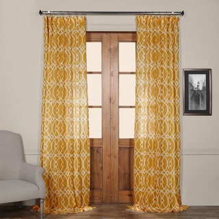 Exclusive Fabrics Tava Yellow Printed Sheer Curtain Panel