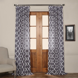 Exclusive Fabrics Birmingham Blue Printed Sheer Curtain Panel