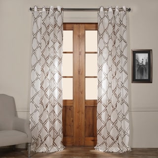 Exclusive Fabrics Grommet Printed Sheer Normandy Grey Curtain Panel