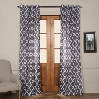Exclusive Fabrics Birmingham Blue Printed Sheer Grommet-top Curtain Panel