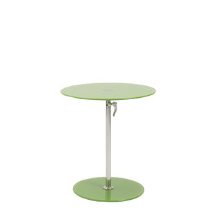 Euro Style Radinka Round Green Glass Side Table with Stainless Steel Base