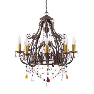 Multicolored Wrought Iron 8-light Leaf Chandelier