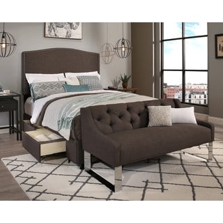Republic Design House King/Cal King Size Newport Grey Headboard, Storage Bed and Tufted Sofa Bench Collection