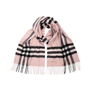 Burberry Pink Giant Check Plaid Cashmere Scarf