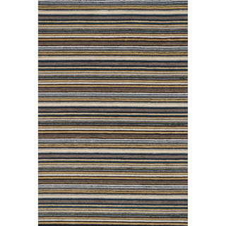 Hand-hooked Barrow Grey/ Multi Striped Wool Rug (7'6 x 9'6)