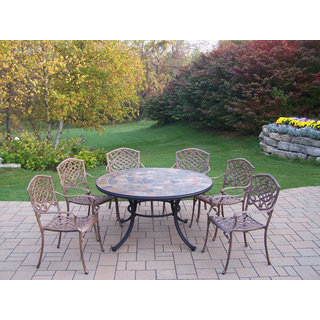 Dakota 7-Pc. Dining Set w/ Stone-Top Table, 6 Stackable Chairs