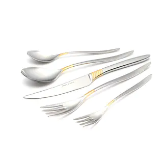 Mamba 30-piece Flatware Set with Gold Decorated Mirror-Polished Finish Service for 6