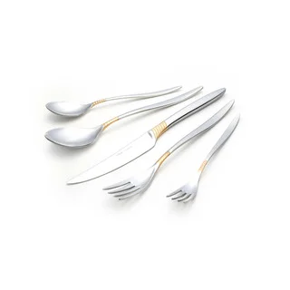 Mamba 30-piece Flatware Set with Gold Decorated Matte Satin Finish Service for 6