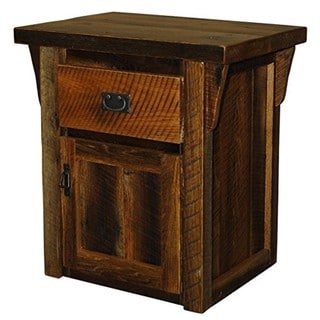 Rustic Natural Reclaimed Urban Distress Stained Barn Wood 1-Door & 1-Drawer Nightstand