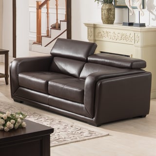 Christies Home Living Calvin Brown Modern Leather Living Room Love Seat