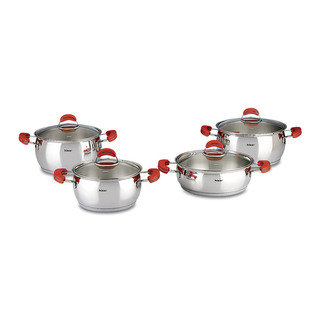 Monaco 9 Piece Stainless Steel Cookware Set - Red