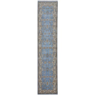Herat Oriental Indo Hand-knotted Tribal Oushak Wool Runner (2'6 x 11'8)