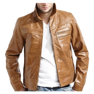 Tanner's Avenue Men's Tan Zip-front Leather Jacket