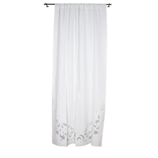 Sagebrook Home White Linen Embroidered Applique Window Curtain Panel