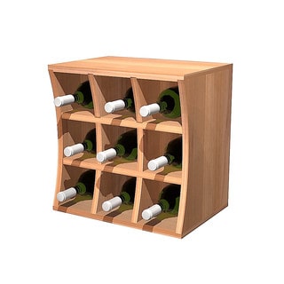 Wine Cellar Innovations Concave Curvy Wine Cube Rustic Pine Wood Wine Holder
