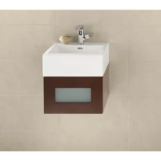 Ronbow Rebecca Dark Cherry 18-inch Wall Mount Bathroom Vanity Set with White Ceramic Vessel Bathroom Sink