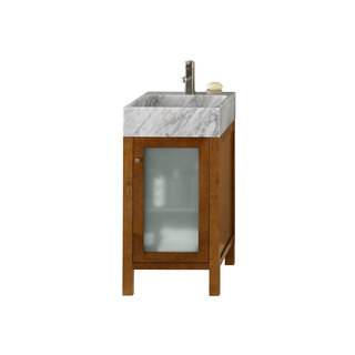 Ronbow Cami Cinnamon 18-inch Bathroom Vanity Set with White Carrara Marble Vessel Bathroom Sink