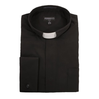 Black Clergy Bishop Deacon Priest Mandarin Banded Collar Dress Shirt