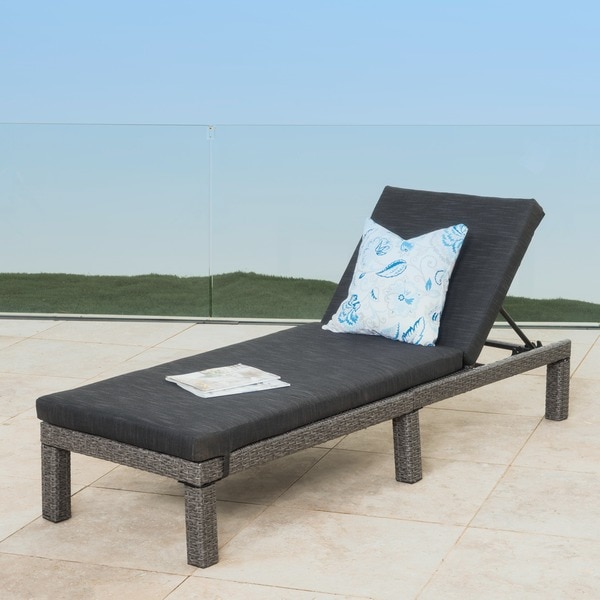 Puerta Outdoor Adjustable Wicker Chaise Lounge with Cushion by Christopher Knight Home