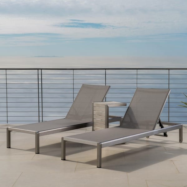 Cape Coral Mesh Chaise Lounge with End Table by Christopher Knight Home (Set of 2)