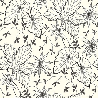 Brewster Ink Plants Off-white Wallpaper