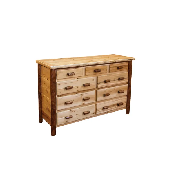 Rustic White Cedar Log 9 Drawer Dresser - Amish Made