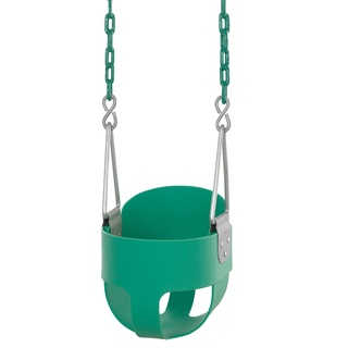 Swingan High Back, Full Bucket Toddler and Baby Green Swing with Fully Assembled Vinyl Coated Chain