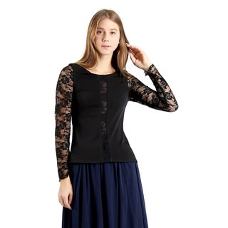 Evanese Women's Long Lace Sleeves Blouse Top