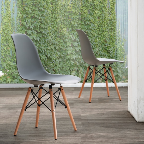 Corvus Winston Eames Style Side Chair with Wood Legs (Set of 2)
