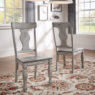 Eleanor Grey Two-Tone Square Turned Leg Wood Dining Chairs (Set of 2) by TRIBECCA HOME