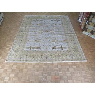 Hand Knotted Light Blue Oushak with Wool Oriental Rug (11'7 x 14'1)