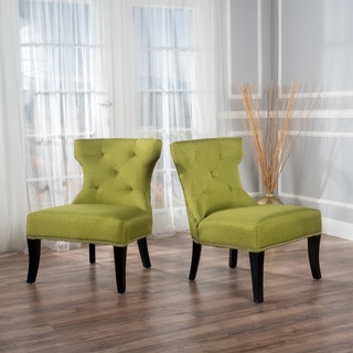 Genevieve Tufted Fabric Accent Chair (Set of 2) by Christopher Knight Home