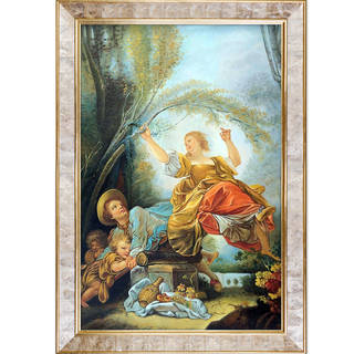 Jean Fragonard 'The See-Saw, 1750-55' Hand Painted Framed Oil Reproduction on Canvas