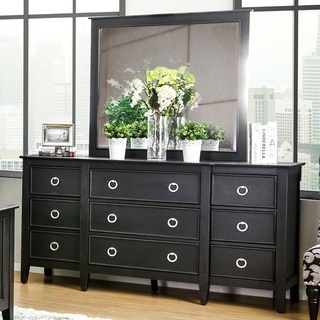 Furniture of America Gailes Transitional 2-piece Wire-brushed Black Dresser and Mirror Set