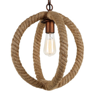 Journee Home 'Jane' 14 in Hard Wired Hemp Rope Orb Pendant Light With Included Edison Bulb