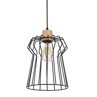 Journee Home 'Seraphima' 13 in Hard Wired Iron Wood Pendant Light With Included Edison Bulb