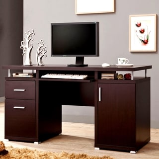Modern Floating Top Design Home Office Cappuccino Computer Desk with Drawers and Cabinet