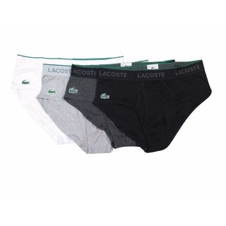 Lacoste Men's Black/Gray/White/Charcoal Briefs (Pack of 4)
